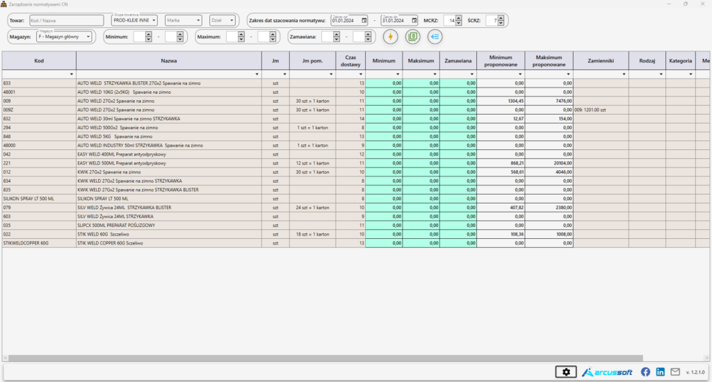 Aplikacja do zarządzania normatywami w Comarch ERP XL