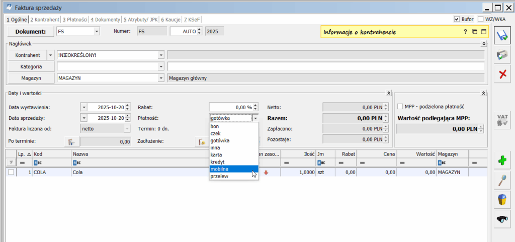 optima jak zmienić numer konta
Wybór formy przelewu