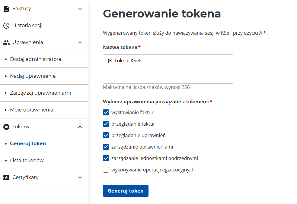 KSeF generowanie tokenu