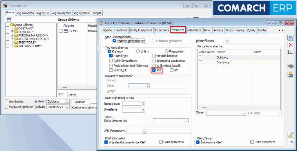 ERP XL ustawienie JST